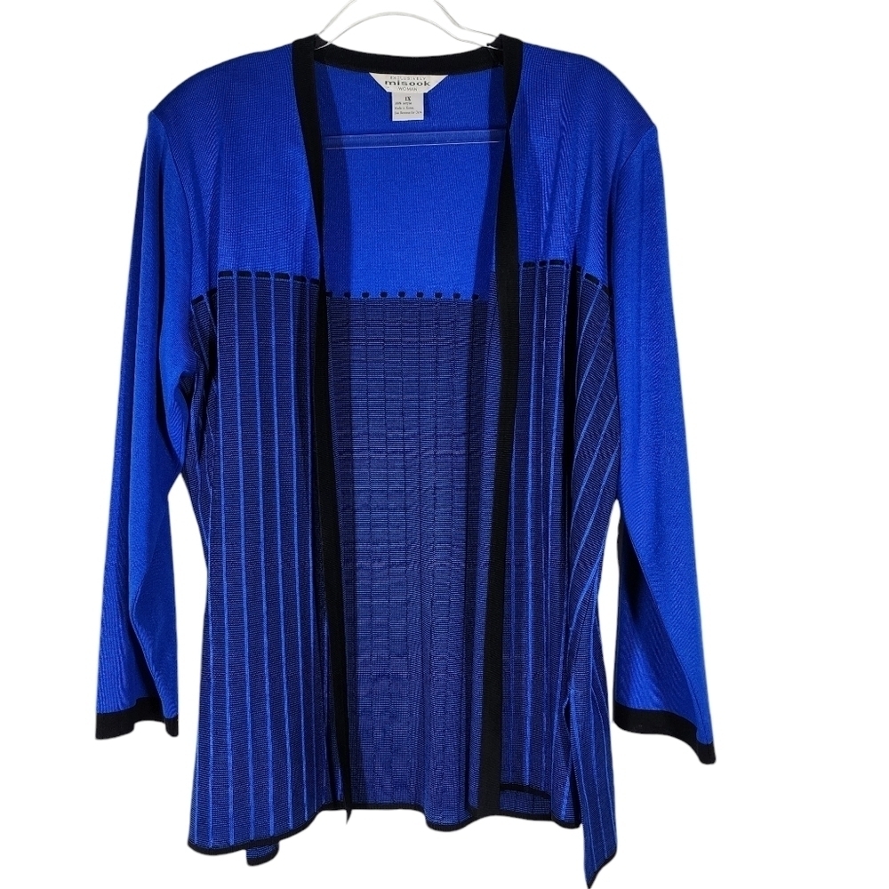 Misook Open Front Solid Striped Cardigan - image 3